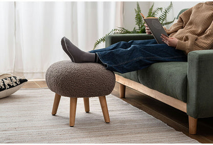 スツール MYS-602 東谷 スツール 丸椅子 ラウンド 腰掛 イス オットマン ブークレ生地 天然木 円形 チェア 簡易椅子 アームレス 肘無し 背もたれなし 木脚 ファブリック おしゃれ かわいい 来客(代引不可)