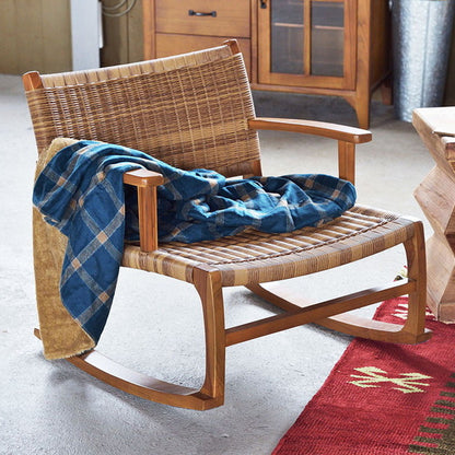 ロッキングチェア チェア パーソナルチェア 椅子 揺り椅子 リラックスチェア 一人掛け リゾート 低め ブラウン 天然木 木製(代引不可)