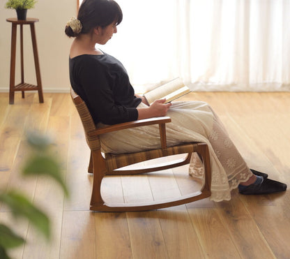 ロッキングチェア チェア パーソナルチェア 椅子 揺り椅子 リラックスチェア 一人掛け リゾート 低め ブラウン 天然木 木製(代引不可)