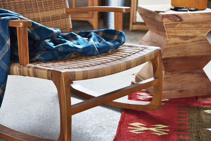 ロッキングチェア チェア パーソナルチェア 椅子 揺り椅子 リラックスチェア 一人掛け リゾート 低め ブラウン 天然木 木製(代引不可)