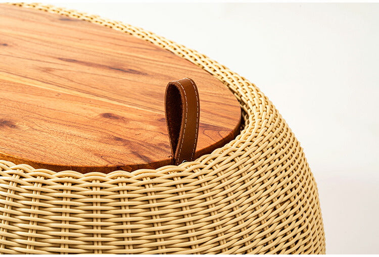 リビングテーブル NRS-6 東谷 センターテーブル テーブル 机 木製 天然木 収納 ビーンズ型 豆型 ラタン 北欧 かわいい おしゃれ 屋外 リビング ダイニング(代引不可)