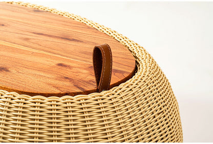 リビングテーブル NRS-6 東谷 センターテーブル テーブル 机 木製 天然木 収納 ビーンズ型 豆型 ラタン 北欧 かわいい おしゃれ 屋外 リビング ダイニング(代引不可)