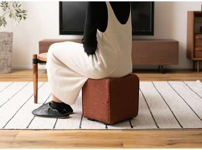 スツール ミニスツール 椅子 簡易椅子 来客 コンパクト 小さい 脚付き かわいい おしゃれ ブラウン アイボリー グレー オレンジ ファブリック いす 玄関 リビング(代引不可)