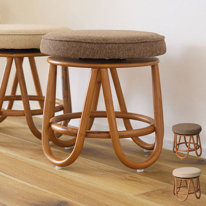 回転スツール スツール ラウンドスツール 椅子 イス いす 360° 360度 回る ラタン ブラウン ベージュ おしゃれ シンプル オットマン 軽量(代引不可)