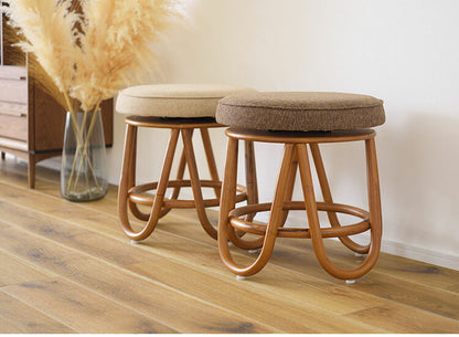 回転スツール スツール ラウンドスツール 椅子 イス いす 360° 360度 回る ラタン ブラウン ベージュ おしゃれ シンプル オットマン 軽量(代引不可)