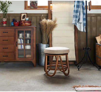 回転スツール スツール ラウンドスツール 椅子 イス いす 360° 360度 回る ラタン ブラウン ベージュ おしゃれ シンプル オットマン 軽量(代引不可)