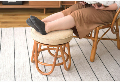 回転スツール スツール ラウンドスツール 椅子 イス いす 360° 360度 回る ラタン ブラウン ベージュ おしゃれ シンプル オットマン 軽量(代引不可)