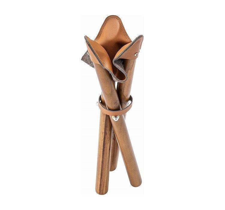 フォールディングスツール いす イス 椅子 折り畳み 折りたたみ 持ち運び 本革 天然木 コットン 三本足 アウトドア 収納 収納袋付き コンパクト おしゃれ 映え インテリア(代引不可)