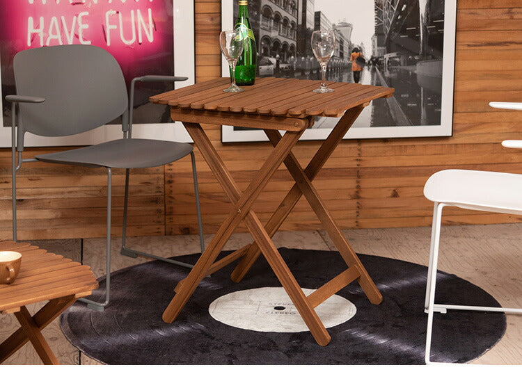 アウトドアテーブル 幅60cm ハイテーブル カフェテーブル ダイニングテーブル 折りたたみ式 木製 おしゃれ 円形 丸型 コンパクト 持ち運び キャンプ BBQ(代引不可)