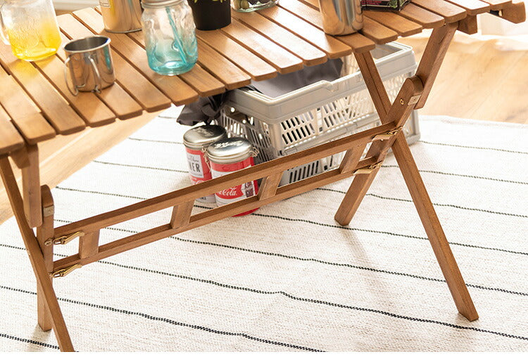 ロールトップテーブル 幅70cm Sサイズ ロールトップ テーブル 机 アウトドアテーブル フォールディングテーブル 折りたたみ アウトドア キャンプ ハイテーブル 高め 収納 持ち運び 収納袋(代引不可)