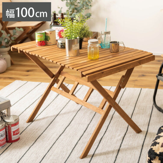 ロールトップテーブル 幅100cm Lサイズ ロールトップ テーブル 机 アウトドアテーブル フォールディングテーブル 折りたたみ アウトドア キャンプ ハイテーブル 高め 収納 持ち運び 収納袋(代引不可)