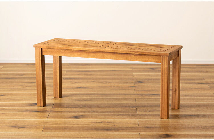 ベンチ 長椅子 幅100cm 2人掛け ダイニングベンチ アカシア 天然木 チェア 椅子 いす イス 木製 オイル仕上げ ナチュラル シンプル ヘリンボーン風 アームレス ダイニング リビング(代引不可)