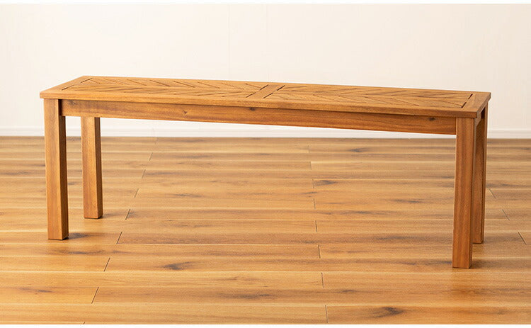 ベンチ 長椅子 幅130cm 2人掛け ダイニングベンチ アカシア 天然木 チェア 椅子 いす イス 木製 オイル仕上げ ナチュラル シンプル ヘリンボーン風 アームレス ダイニング リビング(代引不可)