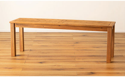 ベンチ 長椅子 幅130cm 2人掛け ダイニングベンチ アカシア 天然木 チェア 椅子 いす イス 木製 オイル仕上げ ナチュラル シンプル ヘリンボーン風 アームレス ダイニング リビング(代引不可)