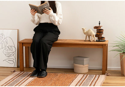 ベンチ 長椅子 幅130cm 2人掛け ダイニングベンチ アカシア 天然木 チェア 椅子 いす イス 木製 オイル仕上げ ナチュラル シンプル ヘリンボーン風 アームレス ダイニング リビング(代引不可)