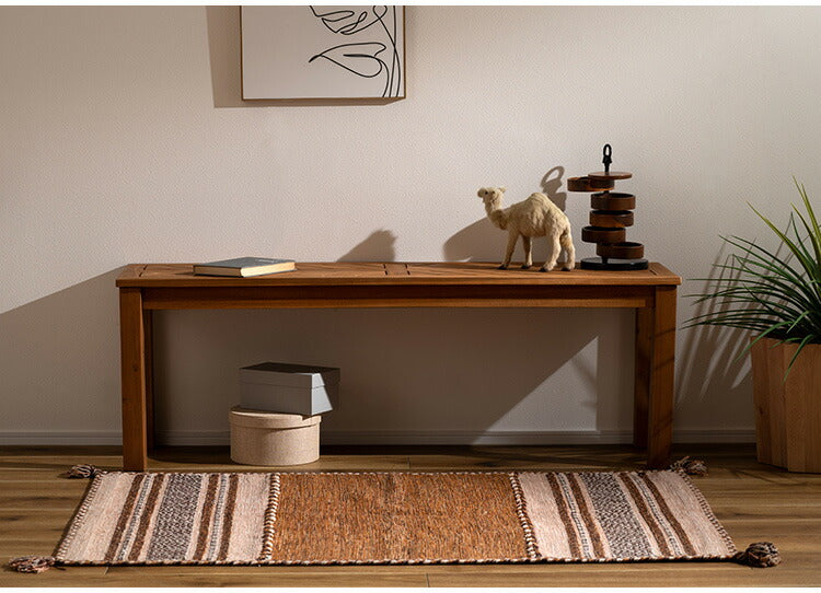 ベンチ 長椅子 幅130cm 2人掛け ダイニングベンチ アカシア 天然木 チェア 椅子 いす イス 木製 オイル仕上げ ナチュラル シンプル ヘリンボーン風 アームレス ダイニング リビング(代引不可)