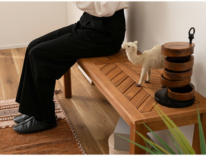 ベンチ 長椅子 幅130cm 2人掛け ダイニングベンチ アカシア 天然木 チェア 椅子 いす イス 木製 オイル仕上げ ナチュラル シンプル ヘリンボーン風 アームレス ダイニング リビング(代引不可)