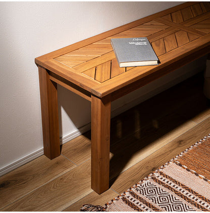 ベンチ 長椅子 幅130cm 2人掛け ダイニングベンチ アカシア 天然木 チェア 椅子 いす イス 木製 オイル仕上げ ナチュラル シンプル ヘリンボーン風 アームレス ダイニング リビング(代引不可)