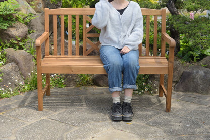 ベンチ 二人掛け 2人掛け 木製 おしゃれ 肘付き アーム付き ガーデン アウトドア アカシア 天然木 バルコニー ナチュラル(代引不可)