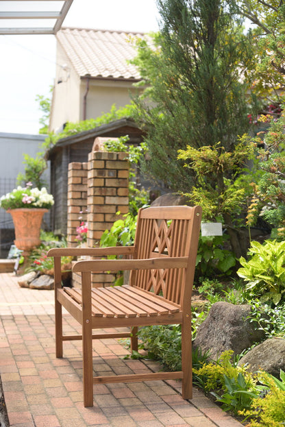 ベンチ 二人掛け 2人掛け 木製 おしゃれ 肘付き アーム付き ガーデン アウトドア アカシア 天然木 バルコニー ナチュラル(代引不可)