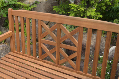 ベンチ 二人掛け 2人掛け 木製 おしゃれ 肘付き アーム付き ガーデン アウトドア アカシア 天然木 バルコニー ナチュラル(代引不可)