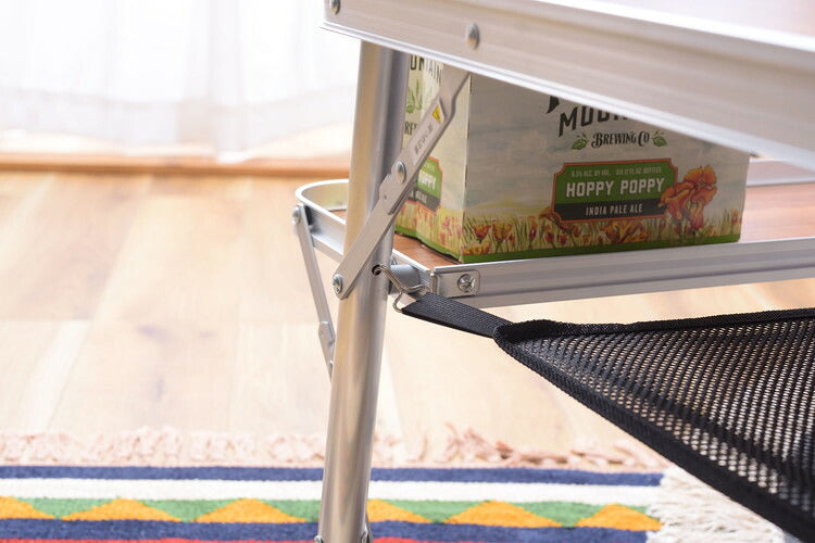 フォールディングテーブル アウトドアテーブル 折りたたみテーブル テーブル 棚付き トレー付き 収納 キャンプ BBQ アウトドア 軽量 コンパクト ベランピング おうちキャンプ(代引不可)