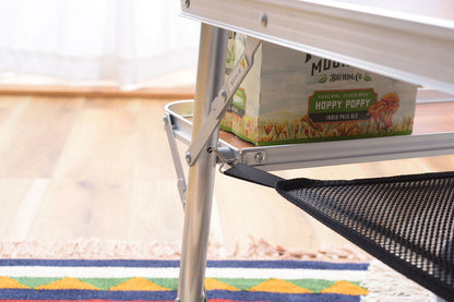 フォールディングテーブル アウトドアテーブル 折りたたみテーブル テーブル 棚付き トレー付き 収納 キャンプ BBQ アウトドア 軽量 コンパクト ベランピング おうちキャンプ(代引不可)