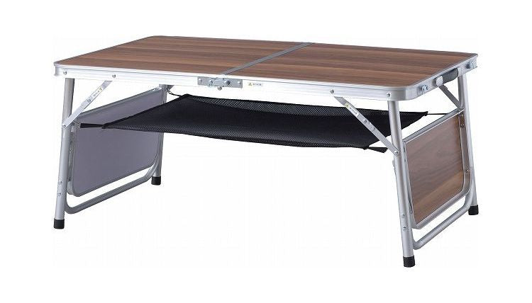フォールディングテーブル アウトドアテーブル 折りたたみテーブル テーブル 棚付き トレー付き 収納 キャンプ BBQ アウトドア 軽量 コンパクト ベランピング おうちキャンプ(代引不可)