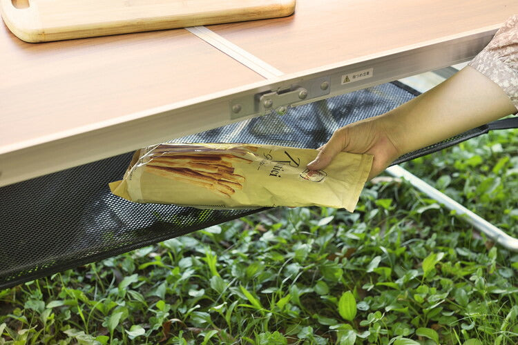 フォールディングテーブル アウトドアテーブル 折りたたみテーブル テーブル 棚付き トレー付き 収納 キャンプ BBQ アウトドア 軽量 コンパクト ベランピング おうちキャンプ(代引不可)