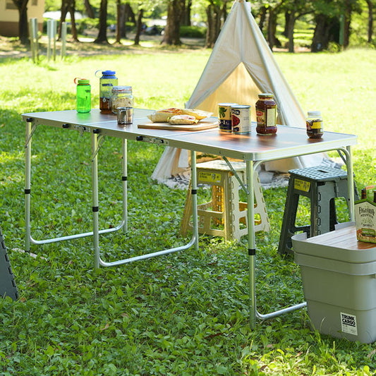 フォールディングテーブル アウトドアテーブル ワイドテーブル 折りたたみテーブル テーブル 横幅180cm 高さ調節 3段階調節 収納 キャンプ BBQ アウトドア 軽量 コンパクト ベランピング(代引不可)