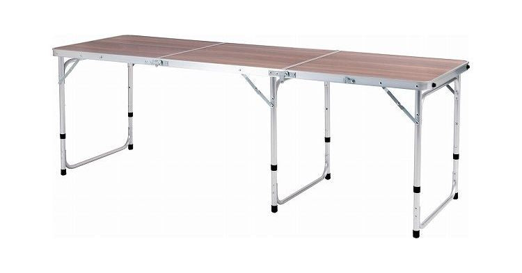 フォールディングテーブル アウトドアテーブル ワイドテーブル 折りたたみテーブル テーブル 横幅180cm 高さ調節 3段階調節 収納 キャンプ BBQ アウトドア 軽量 コンパクト ベランピング(代引不可)