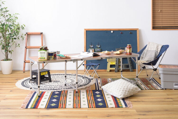 フォールディングテーブル アウトドアテーブル ワイドテーブル 折りたたみテーブル テーブル 横幅180cm 高さ調節 3段階調節 収納 キャンプ BBQ アウトドア 軽量 コンパクト ベランピング(代引不可)