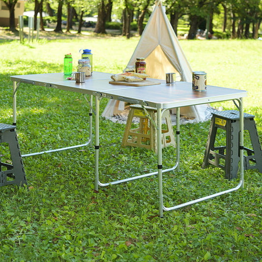 フォールディングテーブル アウトドアテーブル ワイドテーブル 折りたたみテーブル テーブル 横幅180cm 高さ調節 3段階調節 収納 キャンプ BBQ アウトドア 軽量 コンパクト ベランピング(代引不可)