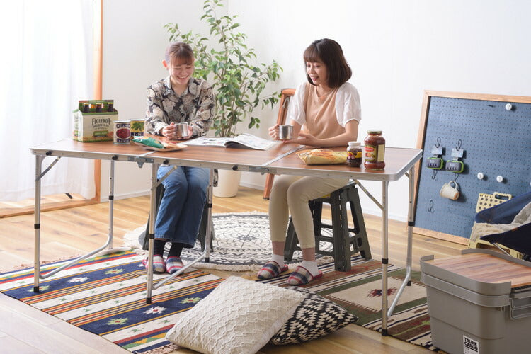 フォールディングテーブル アウトドアテーブル ワイドテーブル 折りたたみテーブル テーブル 横幅180cm 高さ調節 3段階調節 収納 キャンプ BBQ アウトドア 軽量 コンパクト ベランピング(代引不可)