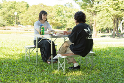 フォールディングテーブル フォールディングベンチ テーブル&ベンチセット 折りたたみ 持ち運び キャンプ BBQ アウトドア 軽量 コンパクト ベランピング おうちキャンプ(代引不可)
