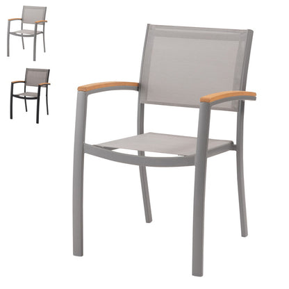 オリー チェア チェア 椅子 屋外 イス ガーデン ベランダ 積み重ね メッシュ生地 天然木 アルミ シンプル おしゃれ かわいい ブラック インテリア 省スペース 新生活 一人暮らし(代引不可)