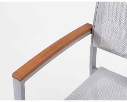 オリー チェア チェア 椅子 屋外 イス ガーデン ベランダ 積み重ね メッシュ生地 天然木 アルミ シンプル おしゃれ かわいい ブラック インテリア 省スペース 新生活 一人暮らし(代引不可)