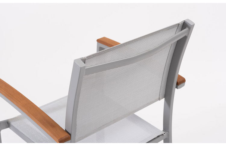 オリー チェア チェア 椅子 屋外 イス ガーデン ベランダ 積み重ね メッシュ生地 天然木 アルミ シンプル おしゃれ かわいい ブラック インテリア 省スペース 新生活 一人暮らし(代引不可)