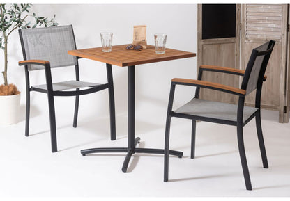 オリー チェア チェア 椅子 屋外 イス ガーデン ベランダ 積み重ね メッシュ生地 天然木 アルミ シンプル おしゃれ かわいい ブラック インテリア 省スペース 新生活 一人暮らし(代引不可)