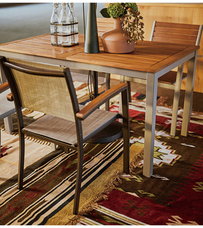 オリー チェア チェア 椅子 屋外 イス ガーデン ベランダ 積み重ね メッシュ生地 天然木 アルミ シンプル おしゃれ かわいい ブラック インテリア 省スペース 新生活 一人暮らし(代引不可)