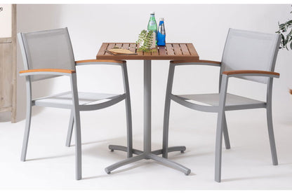 オリー チェア チェア 椅子 屋外 イス ガーデン ベランダ 積み重ね メッシュ生地 天然木 アルミ シンプル おしゃれ かわいい ブラック インテリア 省スペース 新生活 一人暮らし(代引不可)