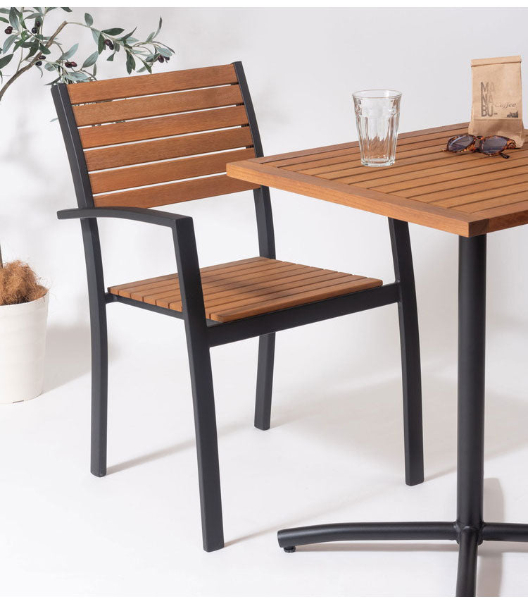 オリー チェア チェア イス 椅子 天然木 ガーデン 庭 屋外 テラス アルミ かわいい おしゃれ ブラック 黒 インテリア 省スペース 新生活 一人暮らし(代引不可)