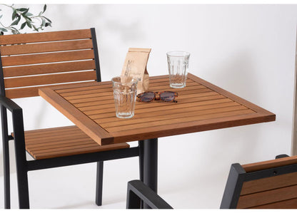 オリー カフェテーブル カフェテーブル 机 天然木 アルミ ガーデン 庭 シンプル 2人 アジャスター付き おしゃれ かわいい ブラック インテリア 省スペース 新生活 一人暮らし(代引不可)