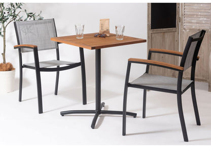 オリー カフェテーブル カフェテーブル 机 天然木 アルミ ガーデン 庭 シンプル 2人 アジャスター付き おしゃれ かわいい ブラック インテリア 省スペース 新生活 一人暮らし(代引不可)