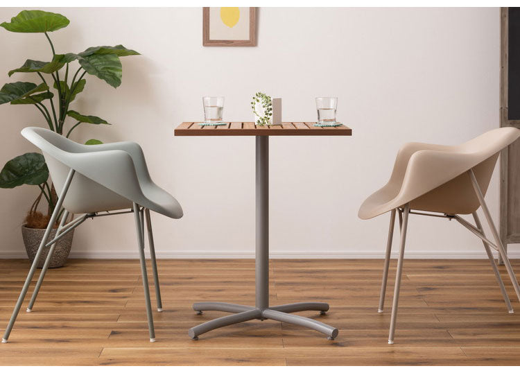 オリー カフェテーブル カフェテーブル 机 天然木 アルミ ガーデン 庭 シンプル 2人 アジャスター付き おしゃれ かわいい ブラック インテリア 省スペース 新生活 一人暮らし(代引不可)