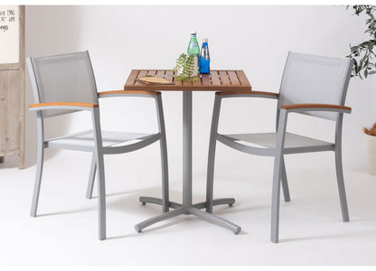 オリー カフェテーブル カフェテーブル 机 天然木 アルミ ガーデン 庭 シンプル 2人 アジャスター付き おしゃれ かわいい ブラック インテリア 省スペース 新生活 一人暮らし(代引不可)