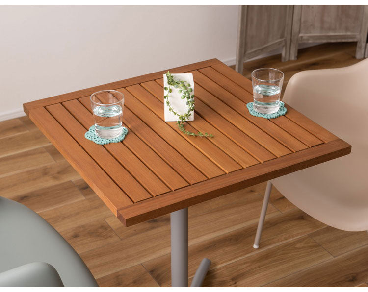 オリー カフェテーブル カフェテーブル 机 天然木 アルミ ガーデン 庭 シンプル 2人 アジャスター付き おしゃれ かわいい ブラック インテリア 省スペース 新生活 一人暮らし(代引不可)