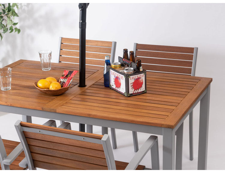 オリー ダイニングテーブル ダイニングテーブル 天然木 ガーデン 庭 屋外 テラス アルミ パラソルホール アジャスター かわいい おしゃれ ブラック 黒 インテリア 省スペース 新生活 一人暮らし(代引不可)