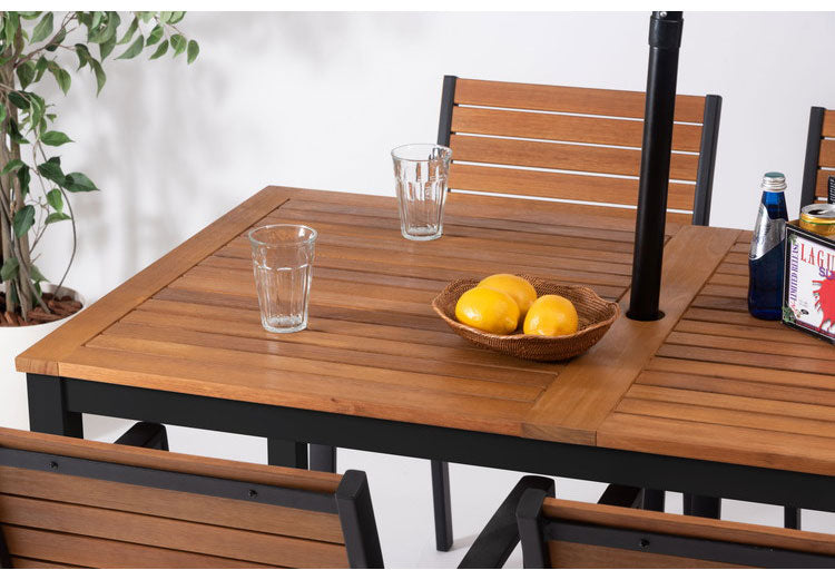 オリー ダイニングテーブル ダイニングテーブル 天然木 ガーデン 庭 屋外 テラス アルミ パラソルホール アジャスター かわいい おしゃれ ブラック 黒 インテリア 省スペース 新生活 一人暮らし(代引不可)
