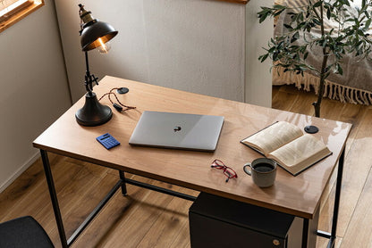 デスク パソコンデスク 120cm 学習机 勉強机 机 おしゃれ 木目調 ナチュラル スチール脚 オフィスデスク シンプルデスク テーブル 在宅勤務 テレワーク リモートワーク(代引不可)